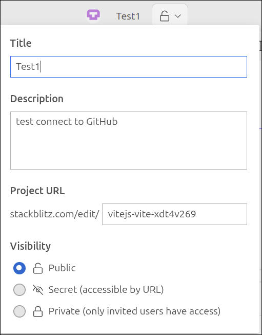 edit test1 proj info