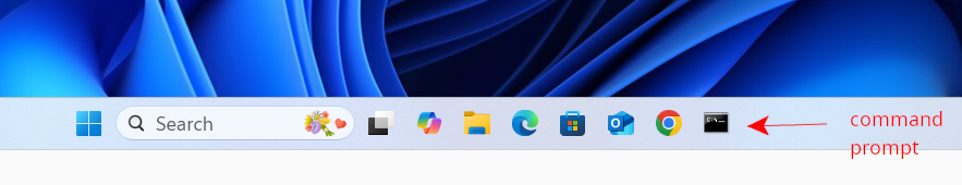 command on taskbar