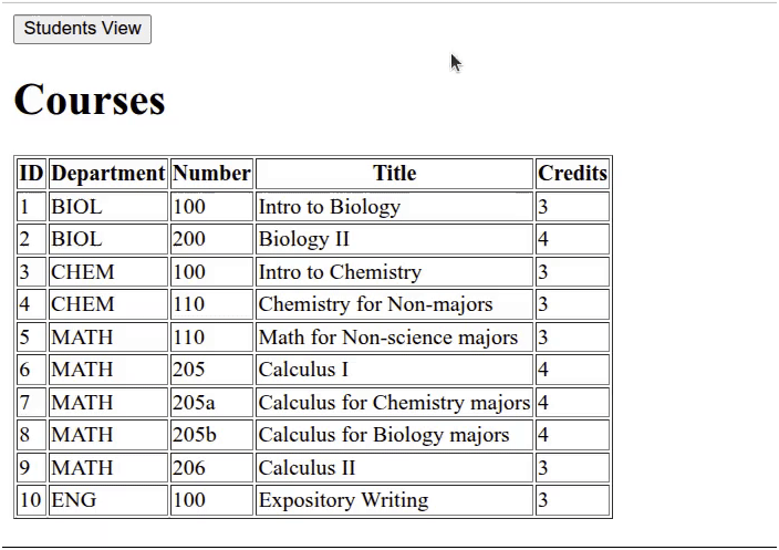 sorting courses ascending