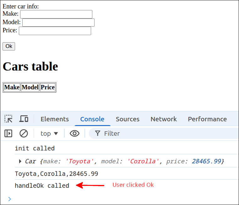 check handleOk called