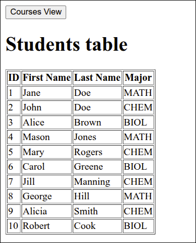 application students table