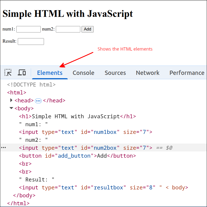 input elements added