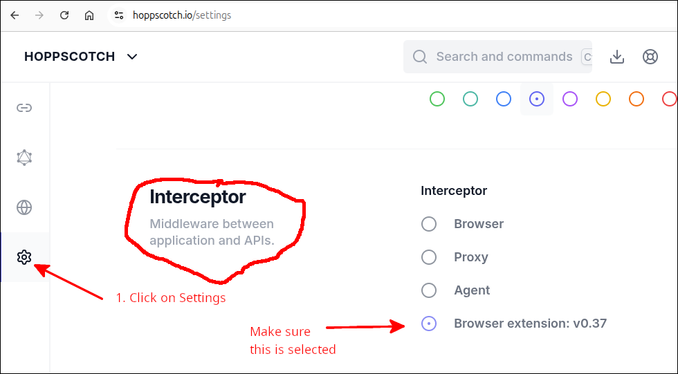 hoppscotch settings interceptor