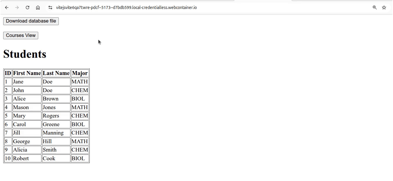 downloading database