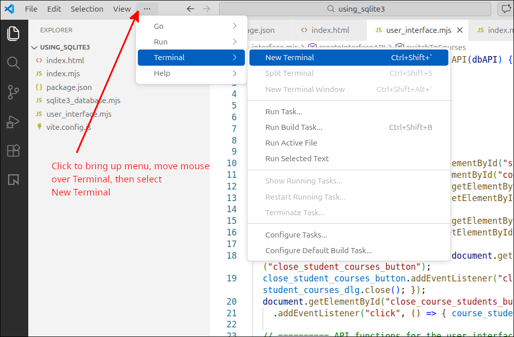 opening terminal vscode